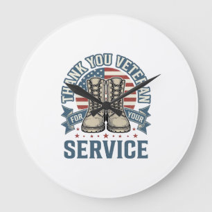 Thank You Veteran Patriotic Boots Service Shirt_1 Large Clock
