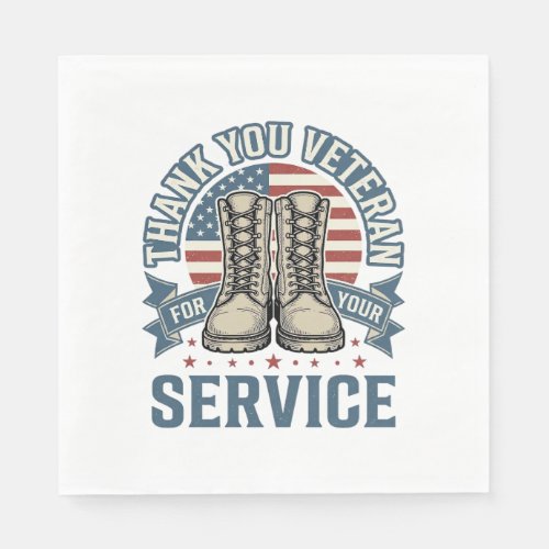 Thank You Veteran Patriotic Boots Service Shirt_1 Napkins