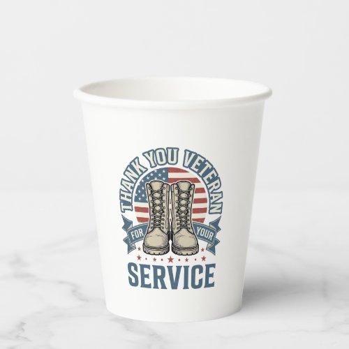 Thank You Veteran Patriotic Boots Service Shirt_1 Paper Cups