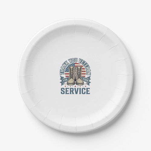 Thank You Veteran Patriotic Boots Service Shirt_1 Paper Plates