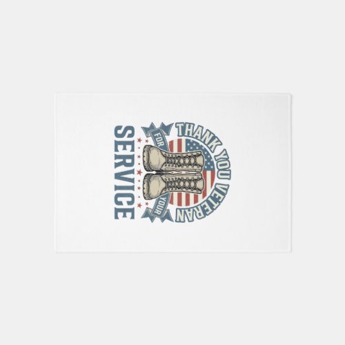 Thank You Veteran Patriotic Boots Service Shirt_1 Rug