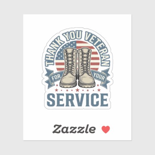 Thank You Veteran Patriotic Boots Service Shirt_1 Sticker