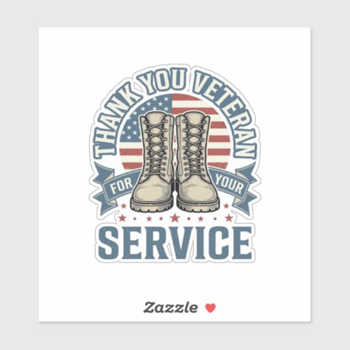 Thank You Veteran Patriotic Boots Service Shirt_1 Sticker