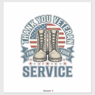 Thank You Veteran Patriotic Boots Service Shirt_1 Sticker