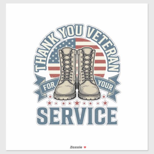 Thank You Veteran Patriotic Boots Service Shirt_1 Sticker