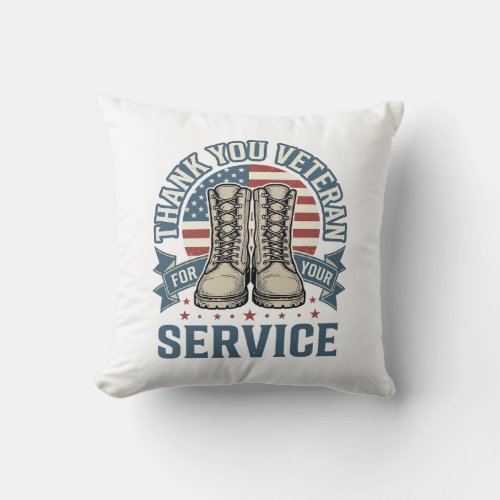 Thank You Veteran Patriotic Boots Service Shirt_1 Throw Pillow
