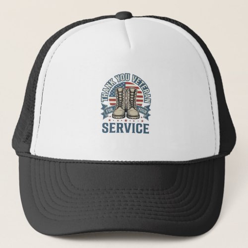 Thank You Veteran Patriotic Boots Service Shirt_1 Trucker Hat