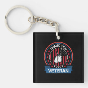 Thank You Veteran Patriotic Military Tribute Keychain