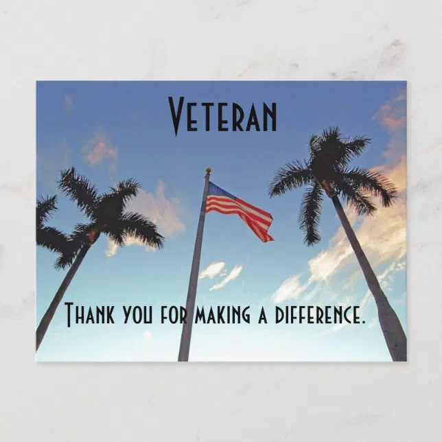 Thank You Veteran Postcard Zazzle