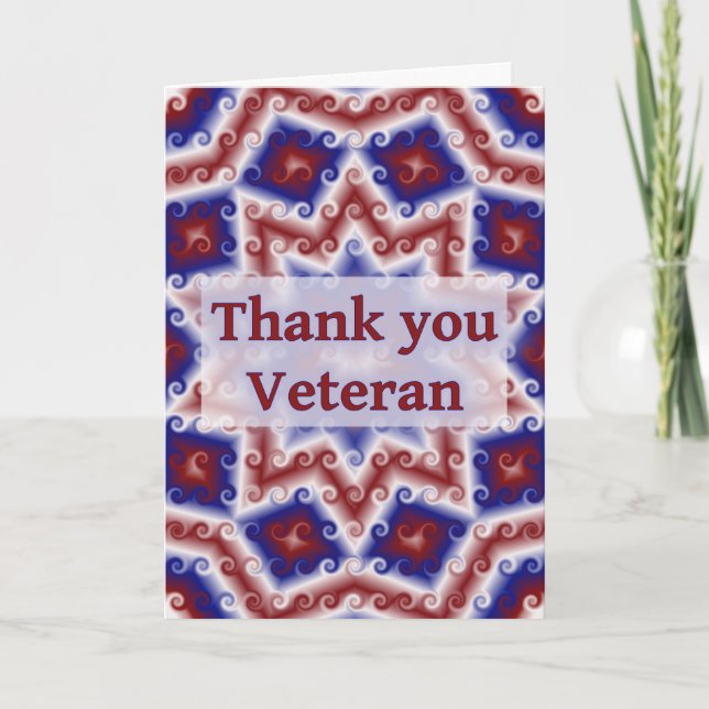 Thank You Veteran, Red White Blue Abstract Card (Front)