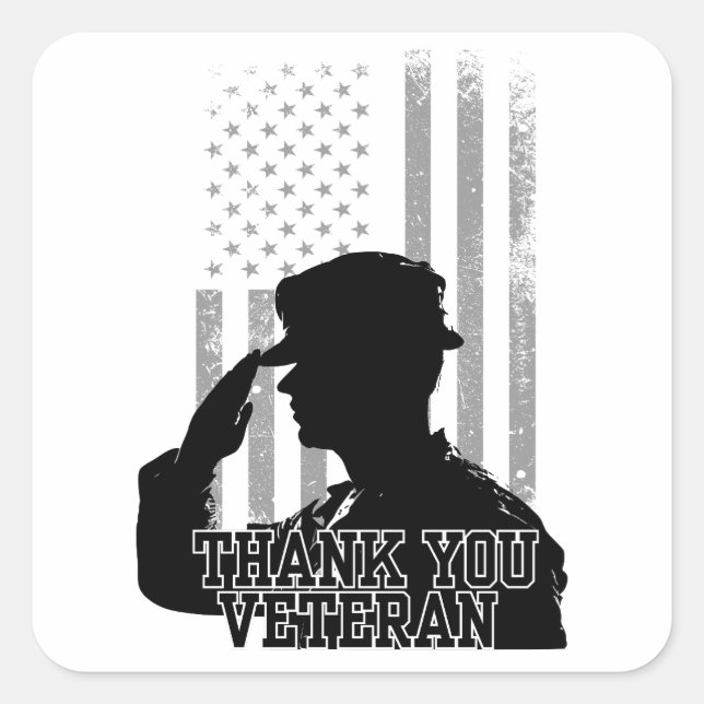 Thank You Veteran Square Sticker (Front)