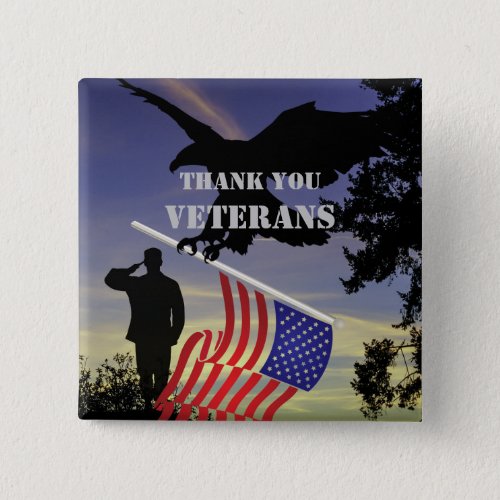 Thank you Veterans American Eagle Pinback Button