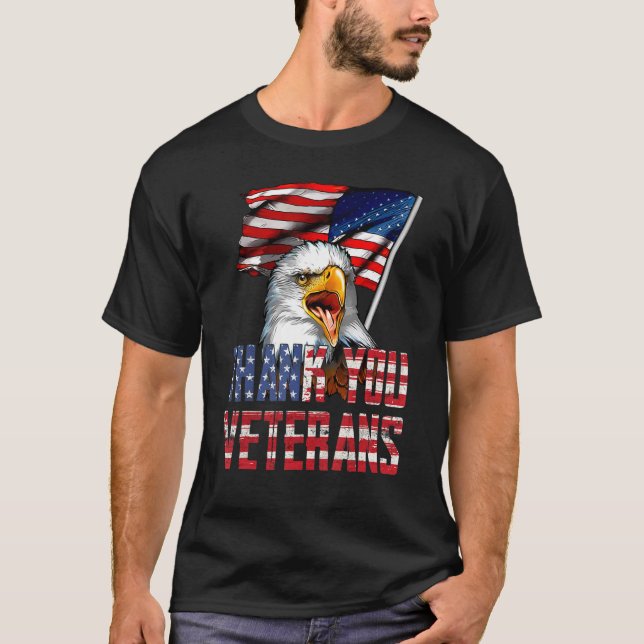 Thank You Veterans American Eagle US Flag for 4th  T-Shirt (Front)