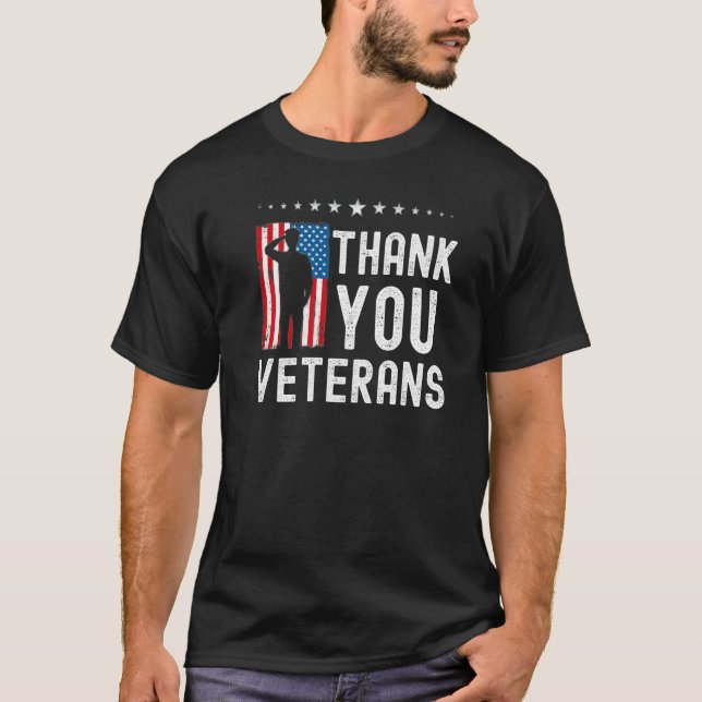 Thank You Veterans  American Flag Celebration T-Shirt (Front)