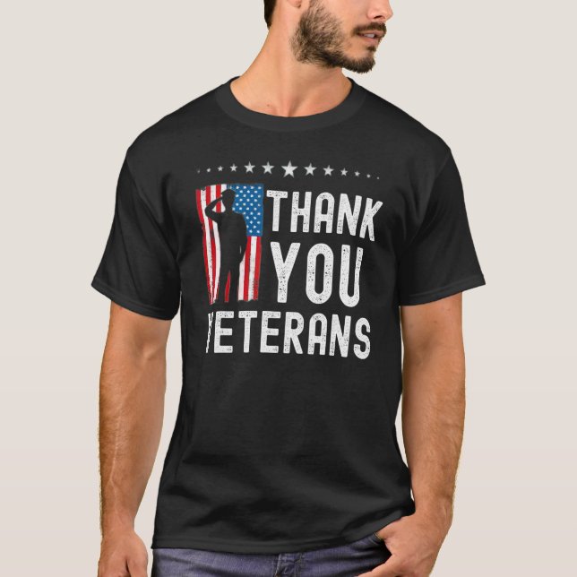 Thank You Veterans   American Flag Celebration T-Shirt (Front)