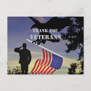 Thank you Veterans American Flag Eagle  Postcard