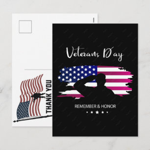 Thank You Veterans American Flag Memorial Day Holiday Postcard