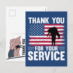 Thank You Veterans American Flag Memorial Day Holiday Postcard