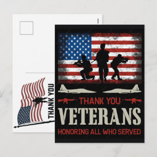 Thank You Veterans American Flag Memorial Day Holiday Postcard