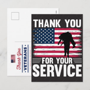 Thank You Veterans American Flag Memorial Day Holiday Postcard