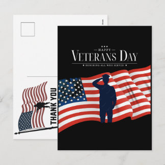 Thank You Veterans American Flag Memorial Day Holiday Postcard