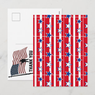 Thank You Veterans American Flag Memorial Day Holiday Postcard