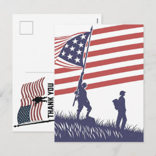 Thank You Veterans American Flag Memorial Day Holiday Postcard