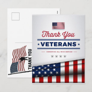 Thank You Veterans American Flag Memorial Day Holiday Postcard