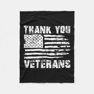 Thank You Veterans American Flag Proud Veteran  Fleece Blanket