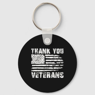 Thank You Veterans American Flag Proud Veteran Keychain