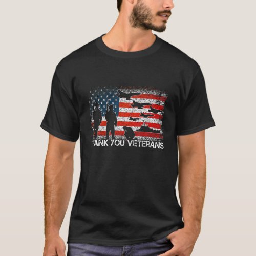 Thank You Veterans Army American Flag Patriotic Ve T_Shirt