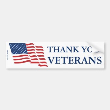 Thank You Veterans Bumper Sticker by Hodge_Retailers at Zazzle