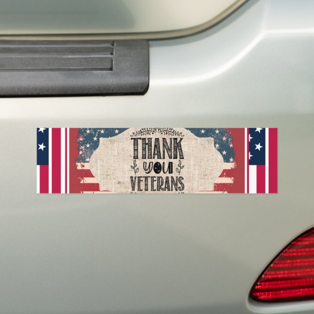 Thank You Veterans Bumpersticker Bumper Sticker (On Car)