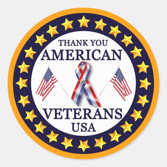 Thank You Veterans Classic Round Sticker | Zazzle.com