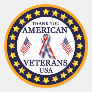 Thank You Veterans Classic Round Sticker