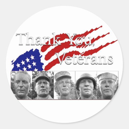 Thank You Veterans Classic Round Sticker
