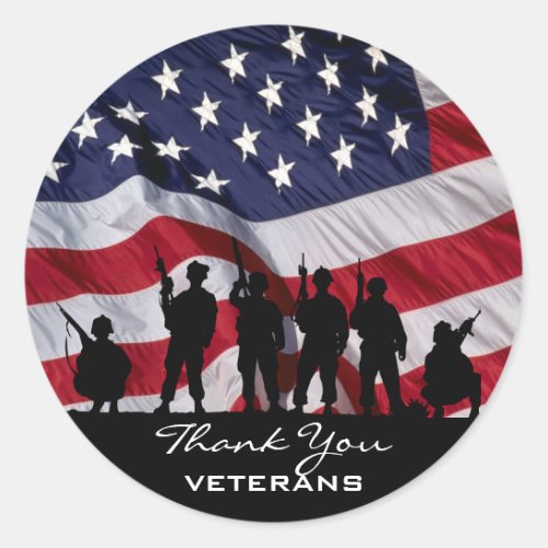 Thank You Veterans Classic Round Sticker