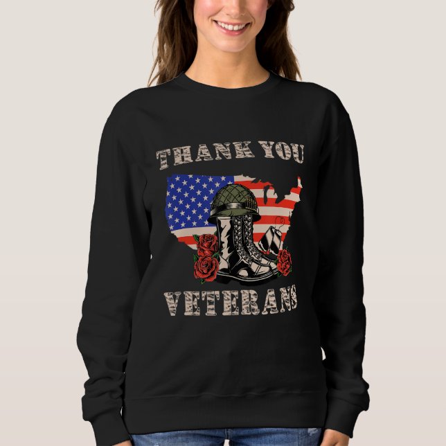 Thank You Veterans  Combat Boots Helmet Veterans D Sweatshirt (Front)