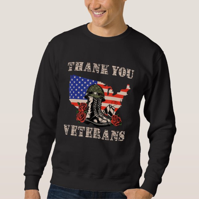 Thank You Veterans  Combat Boots Helmet Veterans D Sweatshirt (Front)