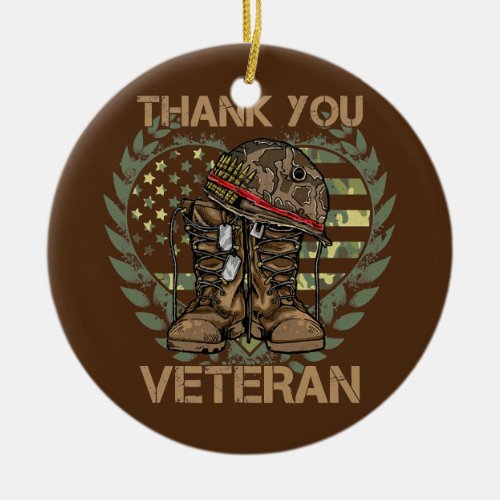Thank you veterans combat boots poppy flower ceramic ornament