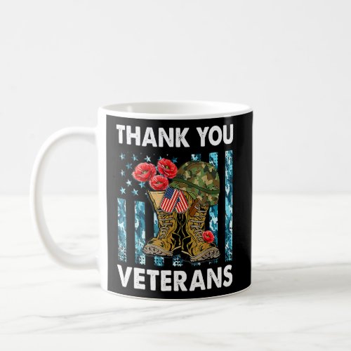 Thank You Veterans Combat Boots Poppy Flower Veter Coffee Mug