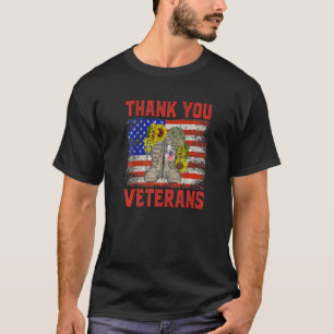 Thank You Veterans Combat Boots Poppy Flower Veter T-Shirt