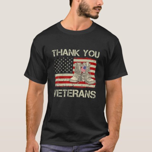 Thank You Veterans Combat Boots Veteran Day Americ T_Shirt