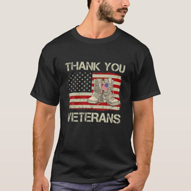 Thank You Veterans Combat Boots Veteran Day Americ T-Shirt (Front)