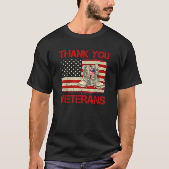 Thank You Veterans Combat Boots Veteran Day Americ T-Shirt (Front)