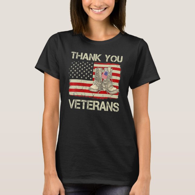 Thank You Veterans Combat Boots Veteran Day Americ T-Shirt (Front)