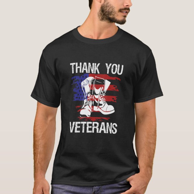 Thank You Veterans Combat Boots Veteran Day Americ T-Shirt (Front)