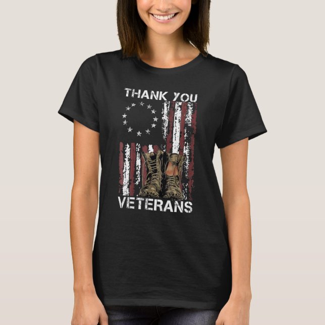 Thank You Veterans Combat Boots Veteran Day Americ T-Shirt (Front)
