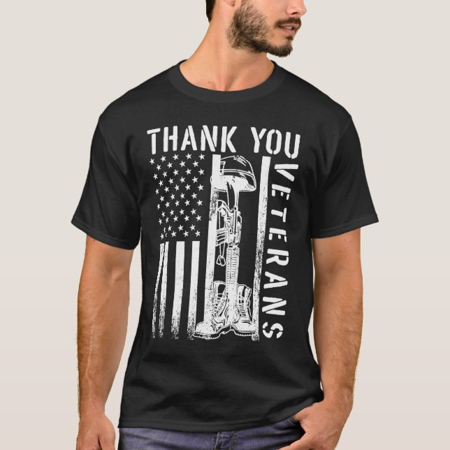Thank You Veterans Combat Boots Veterans Day Ameri T-Shirt (Front)