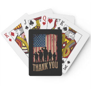 Thank You Veterans Day American Flag Vintage Poker Cards